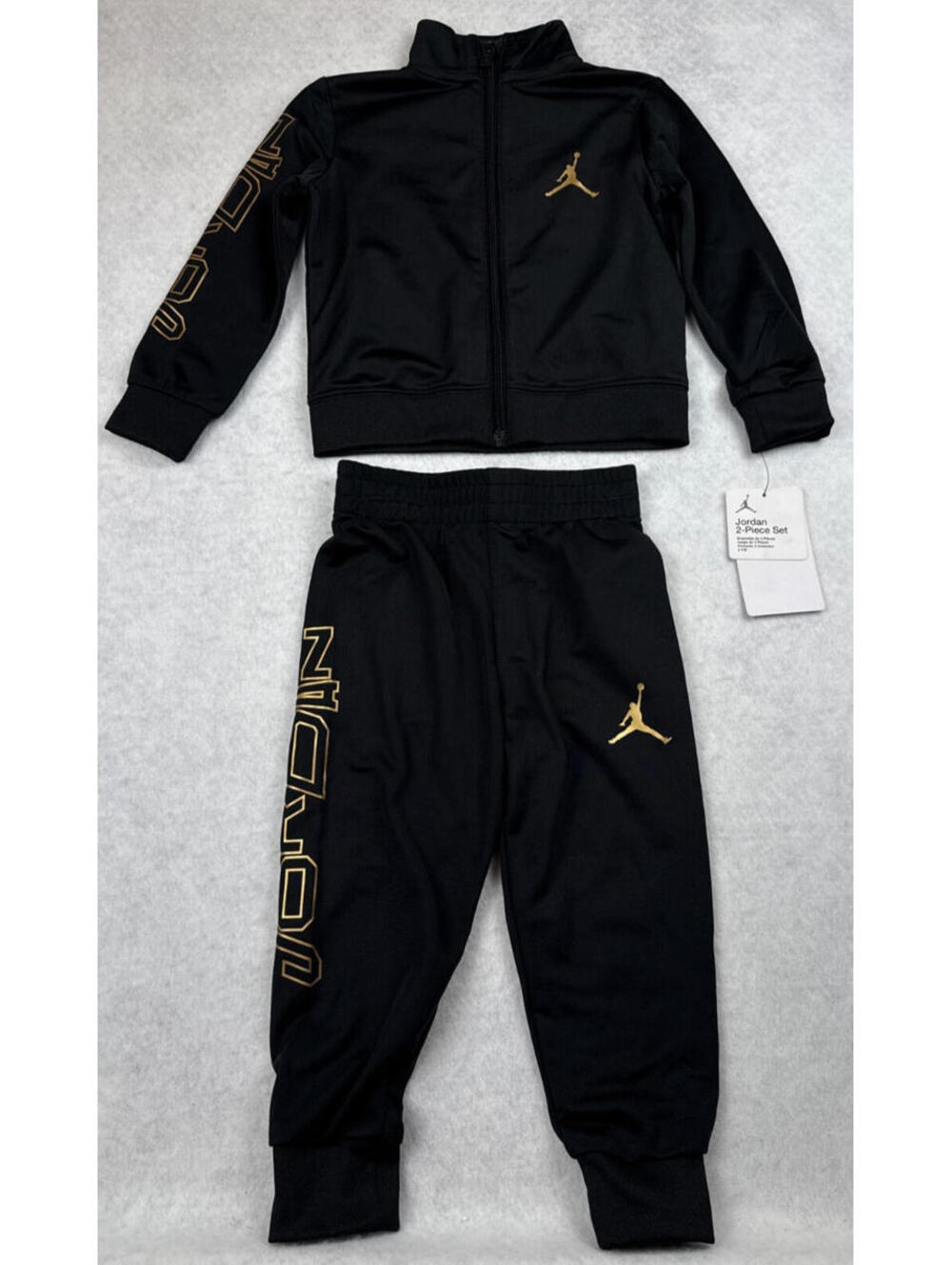 Jordan Baby Tracksuit Set 24M Black Gold Jumpman Full Zip Jogger 2 Piece NWT